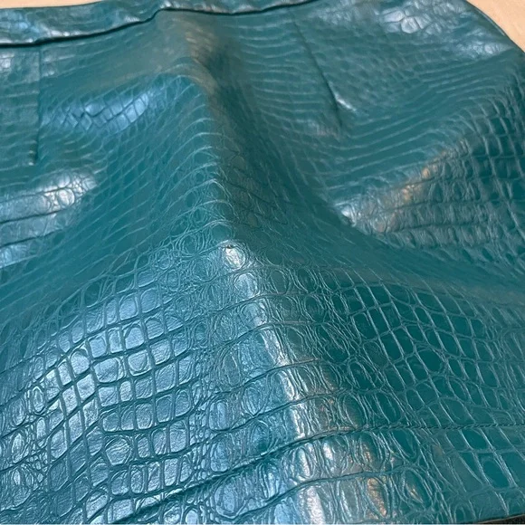 ModCloth Teal Reptile Pleather Zipper Front Mini Skirt - Picture 16 of 16
